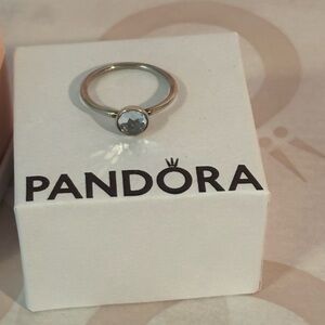 Pandora Silver Ring with Aquamarine Stone